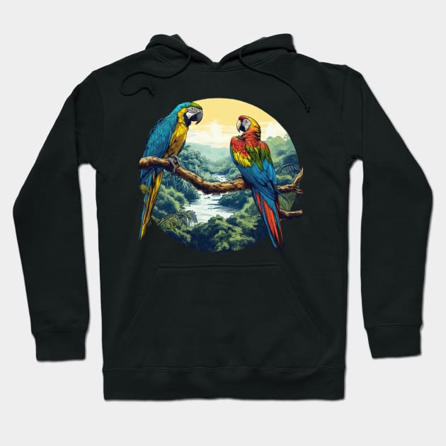 Exotic Colorful Parrots Hoodie by Organicgal Graphics